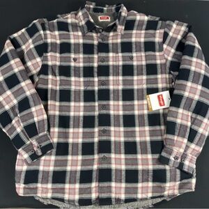 Wrangler Fleece lined Plaid Button-Up Shirt - Black, Red, White